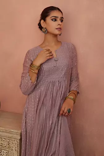 Mauve a line kurta set