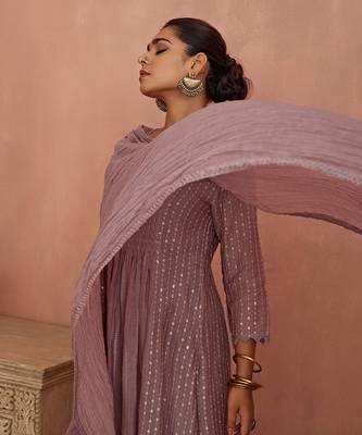 Mauve a line kurta set 5