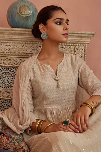 Ivory a line kurta set