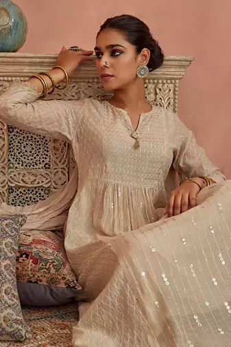 Ivory a line kurta set