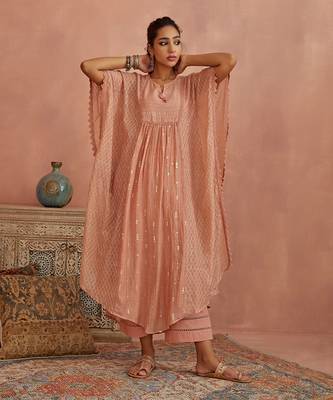 Blush chanderi kaftaan set 1
