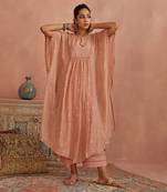 Blush chanderi kaftaan set