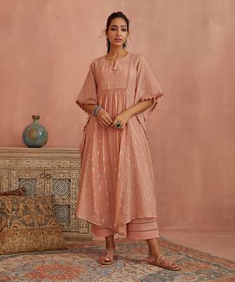 Blush chanderi kaftaan set 2