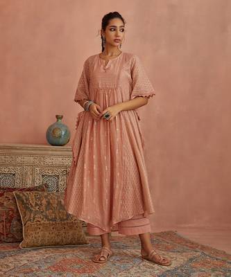 Blush chanderi kaftaan set 3