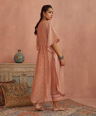 Blush chanderi kaftaan set 4