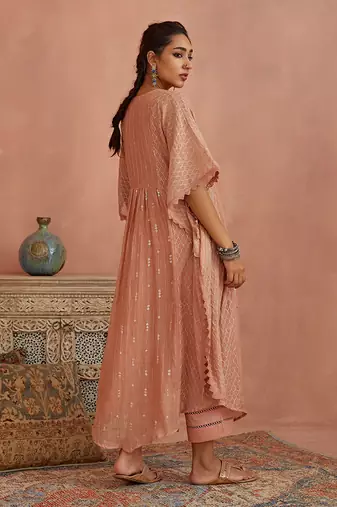 Blush chanderi kaftaan set