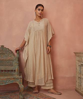 Ivory chanderi kaftaan set 2