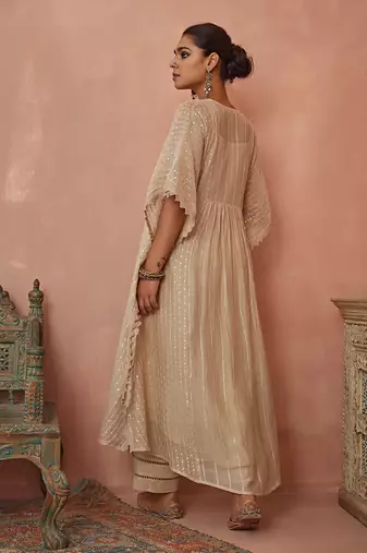 Ivory chanderi kaftaan set
