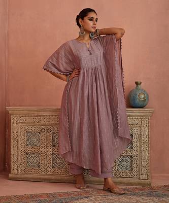 Mauve chanderi kaftaan set 1