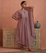 Mauve chanderi kaftaan set