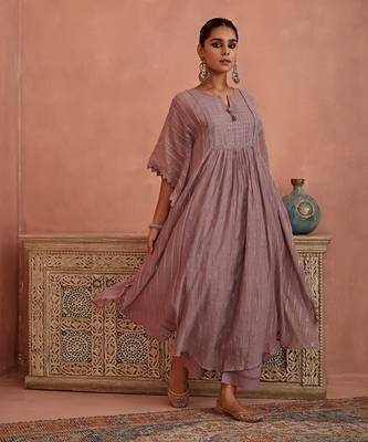 Mauve chanderi kaftaan set 2