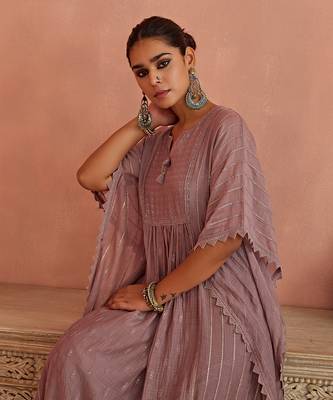 Mauve chanderi kaftaan set 4