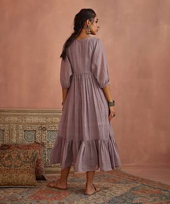 Mauve multi thread flower embroidery tunic 4