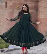 Heavy Georgette Women's Embroidery work Kurti with Dupatta set 