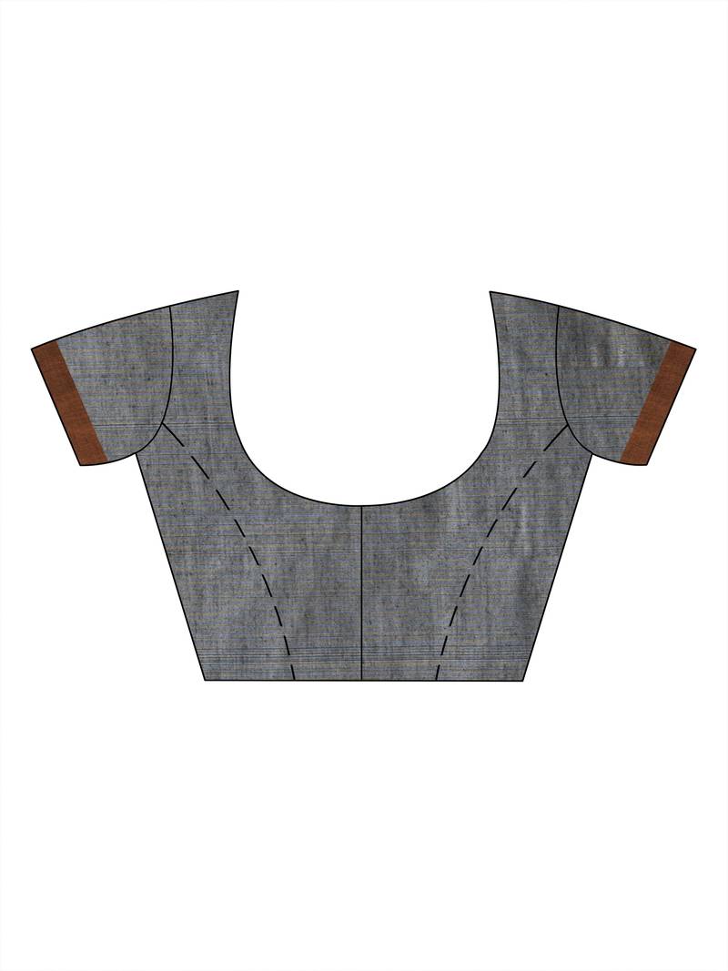 Grey cotton all body buti with diamond pallu and copper zari broder handloom jacquard saree