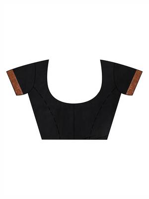 Black cotton all body buti with diamond pallu and copper zari broder handloom jacquard saree 5
