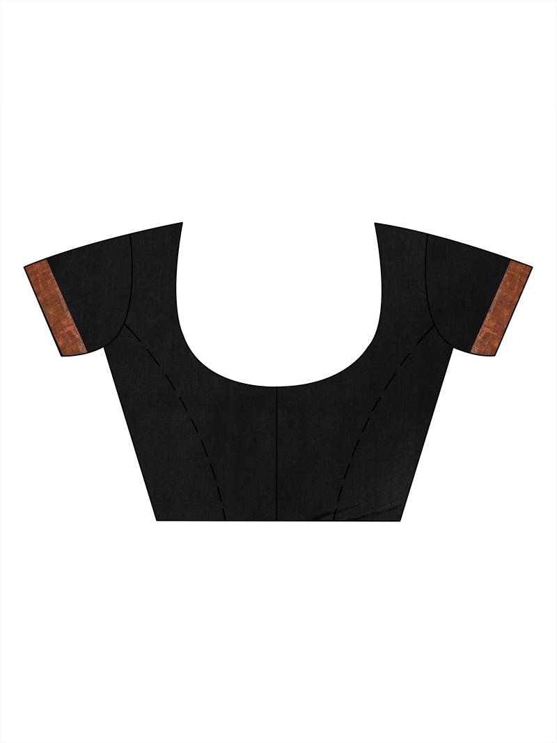 Black cotton all body buti with diamond pallu and copper zari broder handloom jacquard saree