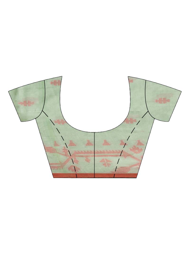 Sage Green cotton jacquard jamdani saree