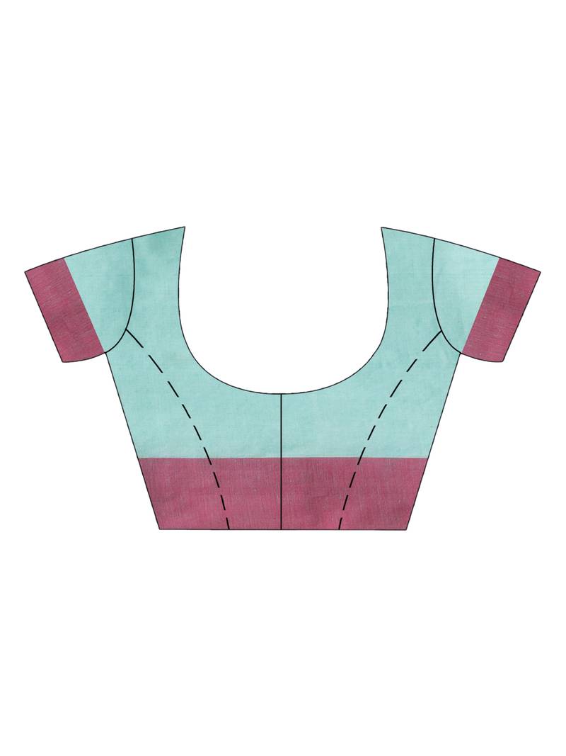 Turquoise (Tute) cotton all body buti with kalka pallu and ganga jamuna solid broder jacquard saree