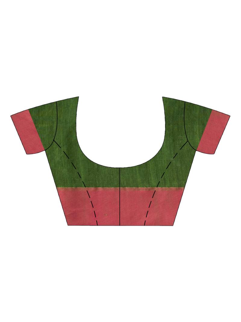 Jungle Green cotton all body jacquard stripe with pallu jacquard and ganga jamuna solid broder handloom saree