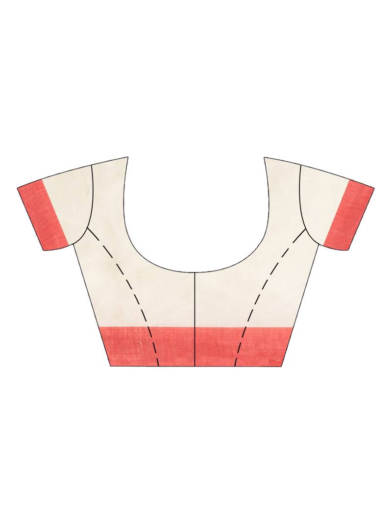 White cotton all body jacquard stripe with pallu jacquard motive and solid broder handloom saree