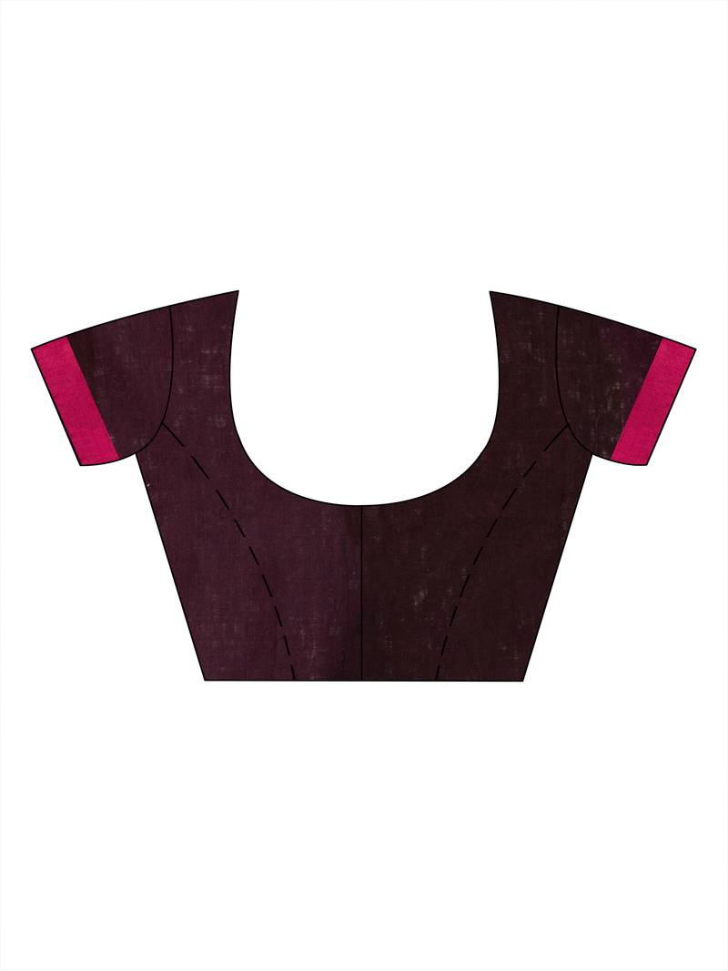 Dark coffee cotton all body jacquard stripe with pallu jacquard motive and ganga jamuna solid broder handloom saree