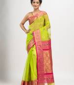 Neon Green art silk banarasi saree