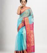 Turquoise (Tute) art silk banarasi saree