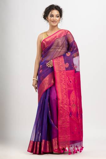 Purple art silk with pallu kalka banarasi saree