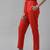 Yufta women red slim fit pure cotton trousers