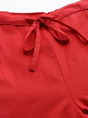  women red slim fit pure cotton trousers 5