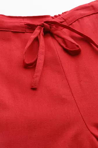  women red slim fit pure cotton trousers