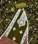 Women's mehandi heavy thread embroidery and designer embroidered dupatta silk dress material