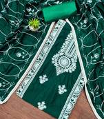 Women's sea green heavy thread embroidery and designer embroidered dupatta silk dress material