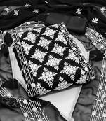 Women's black unstitched heavy thread embrodiery with designer embroidered dupatta georgette dress material (mt504blk)