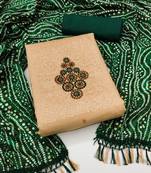 Women's beige thread sequence embrodiery bandhani print dupatta parampara cotton dress material