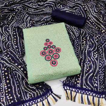 Women's light green sequence embrodiery bandhani print dupatta parampara cotton dress material 1