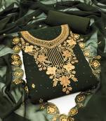 Women's green heavy zari embrodiery with embroidered dupatta georgette dress material