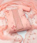 Women's peach sequence embrodiery with designer embroidered dupatta georgette dress material