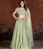 Moss Green Sequins Embroidered Lehenga Choli