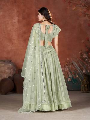 Moss Green Sequins Embroidered Lehenga Choli 4