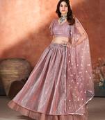 Mauve Pink Sequins Embroidered Lehenga Choli