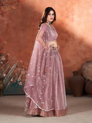 Mauve Pink Sequins Embroidered Lehenga Choli 3