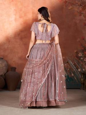 Mauve Pink Sequins Embroidered Lehenga Choli 4