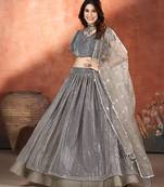 Dark Brown Sequins Embroidered Lehenga Choli