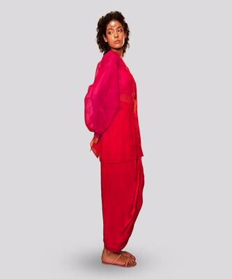 Pink and red ada jacket skirt set 3