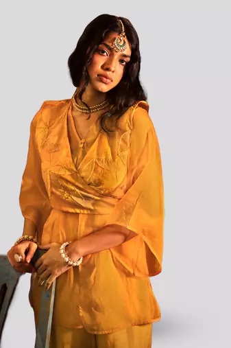 Yellow edna jacket set