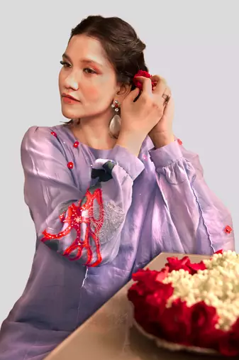 Lilac kaya kurta set