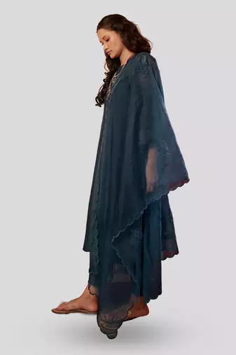 Teal blue roohani kurta set
