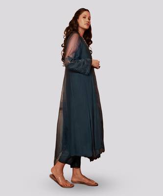 Teal blue roohani kurta set 3